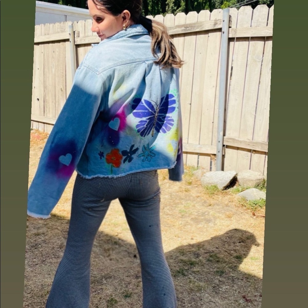 Denim jacket Zara. Hand made detail by me